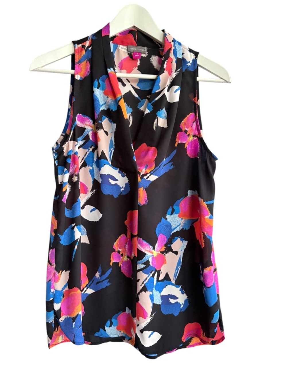 Vince Camuto Floral Cowl Neck Sleeveless Pink Blue Blouse Sz Small Fairy grunge